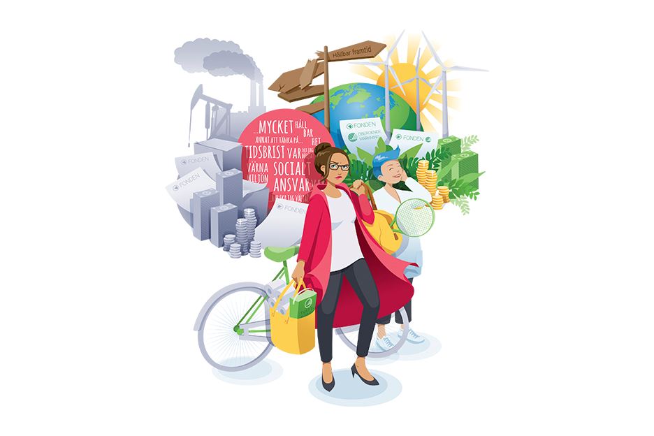 Illustration på kvinna som ser förvirrad ut inför fondval
