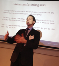 Upphandlingsjuristen Magnus Josephson talade på Svanens seminarium om offentlig upphandling