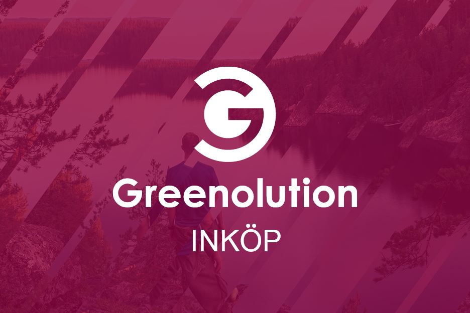 Illustration av Inköp Greenolution med en bild av en sjö omringad av skog i bakrunden